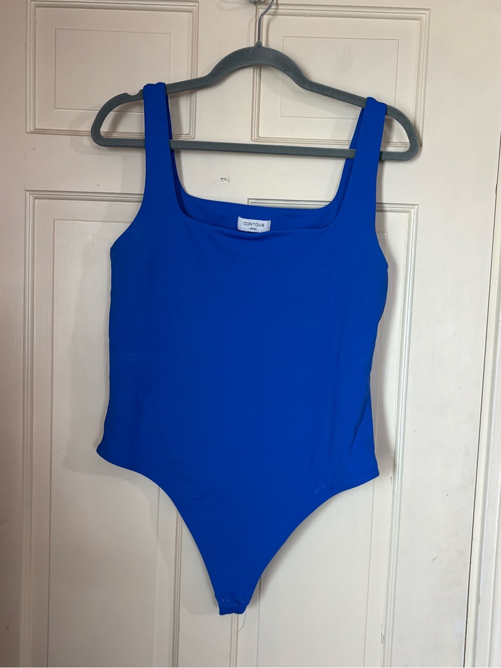Aritzia Original Contour Headway Square Neck Bodysuit long sleeve Blue XL